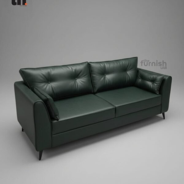 Mid-Century Modern Sofa (slim arms, buttoned back cushions, tapered legs)