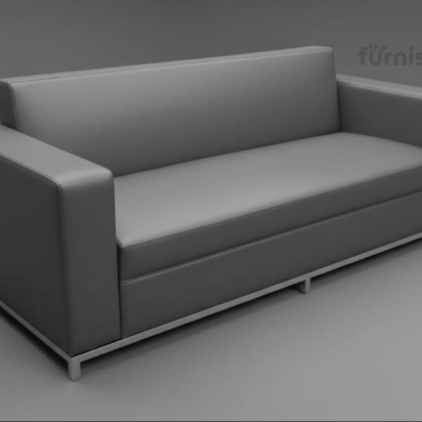 Modern Box Sofa (straight arms, tight back, clean rectangular base with metal sled legs)