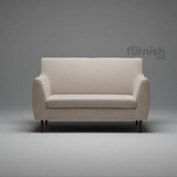 Compact Modern Loveseat (slim profile, soft curved arms, tight back)