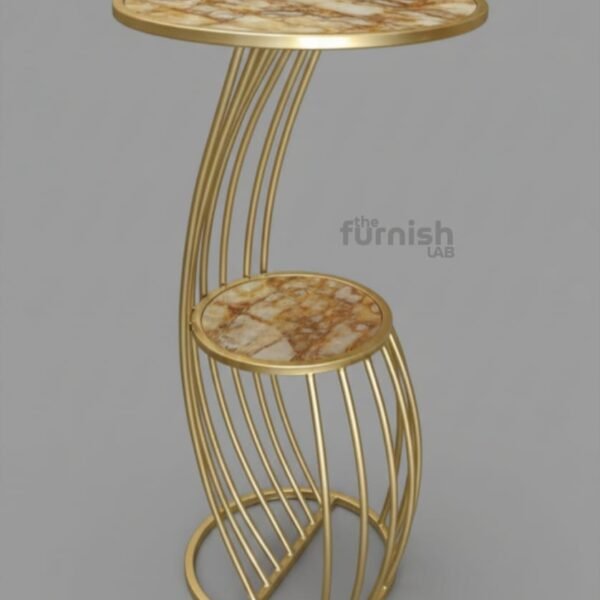 Sculptural Accent Table with Nested Shelf